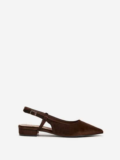Clasica Brown Velvet Pointed Toe Ballet Flats