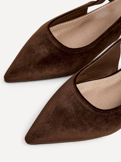 Clasica Brown Velvet Pointed Toe Ballet Flats