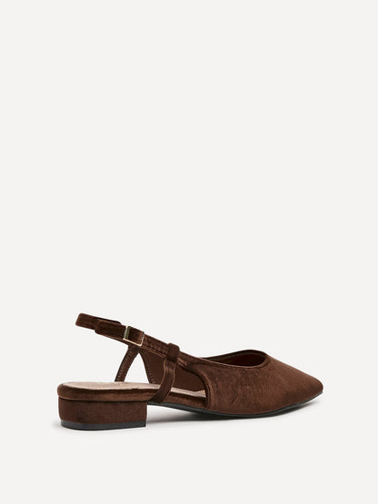 Clasica Brown Velvet Pointed Toe Ballet Flats