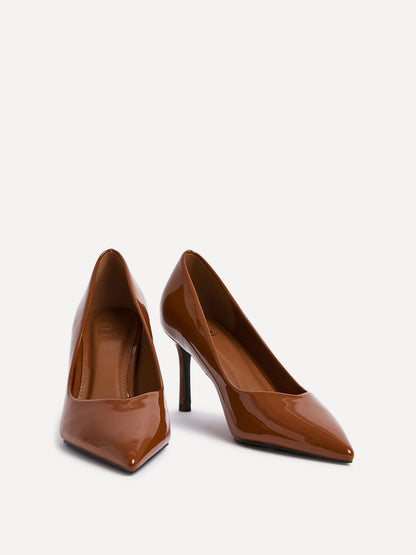 Classic Cognac Patent Court Heels