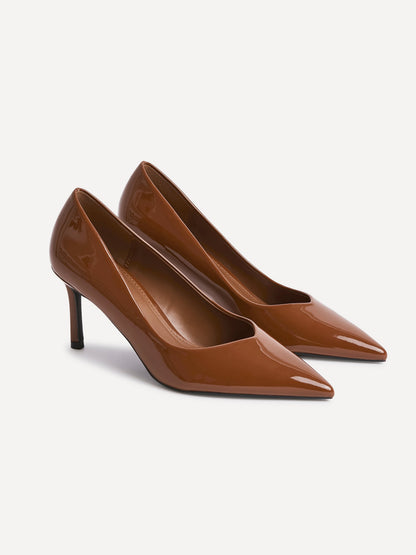 Classic Cognac Patent Court Heels