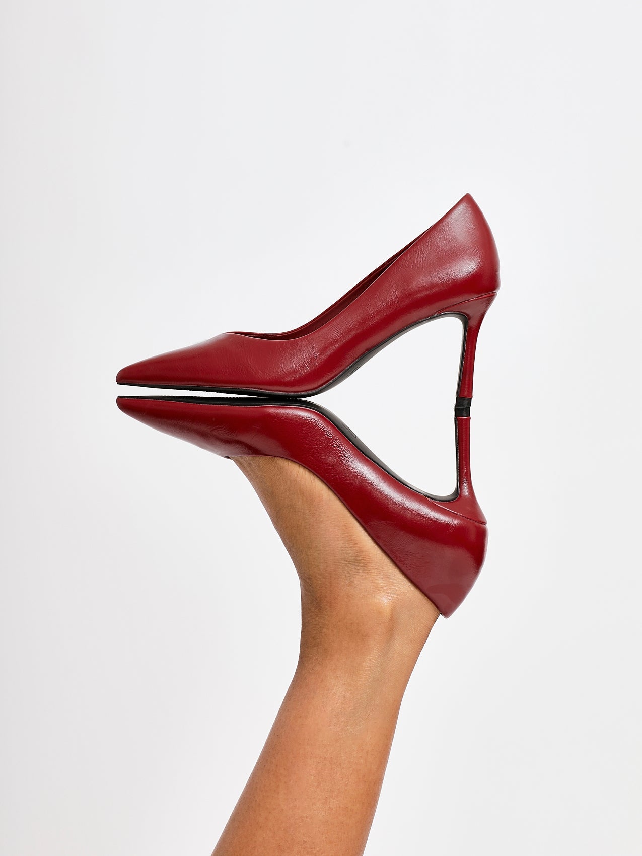 Classic Red Faux Leather Court Heels