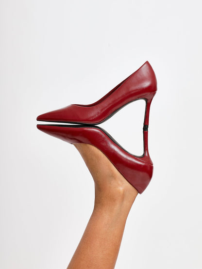 Classic Red Faux Leather Court Heels