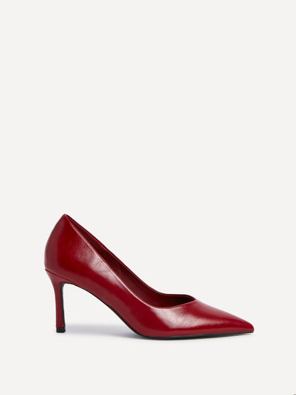 Classic Red Faux Leather Court Heels