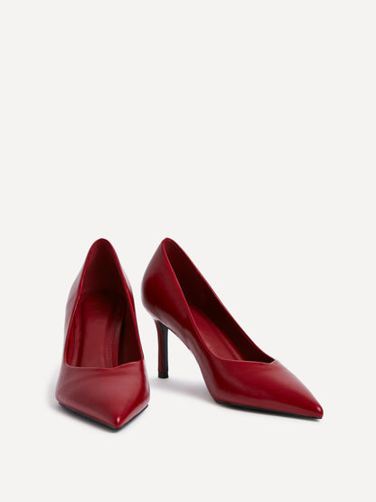 Classic Red Faux Leather Court Heels