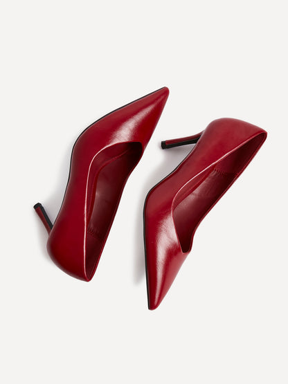 Classic Red Faux Leather Court Heels