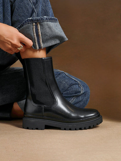 Command Black Chunky Chelsea Boots