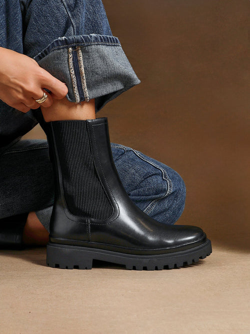 Command Black Chunky Chelsea Boots