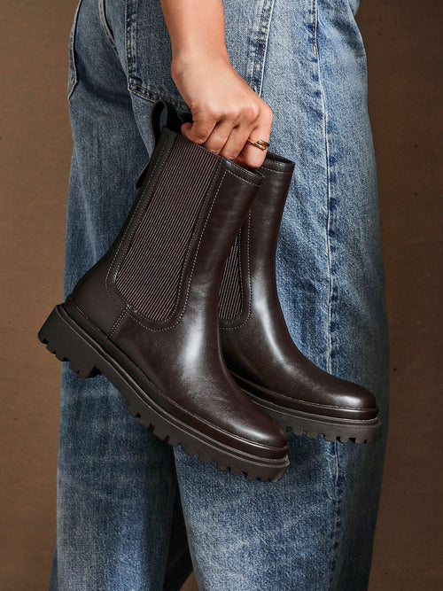 Command Brown Chunky Chelsea Boots