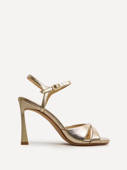 Compelled Gold Stiletto Heeled Sandals