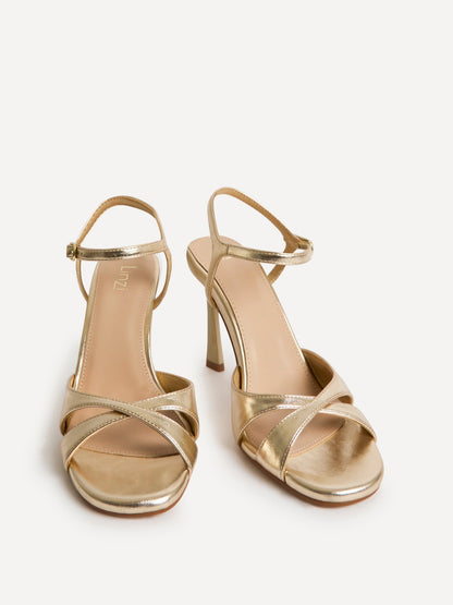 Compelled Gold Stiletto Heeled Sandals