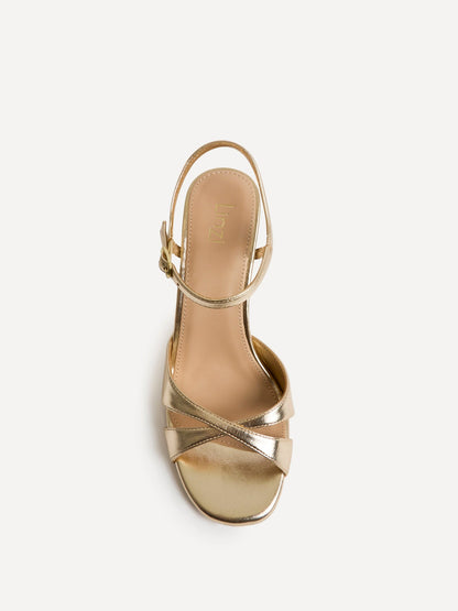 Compelled Gold Stiletto Heeled Sandals
