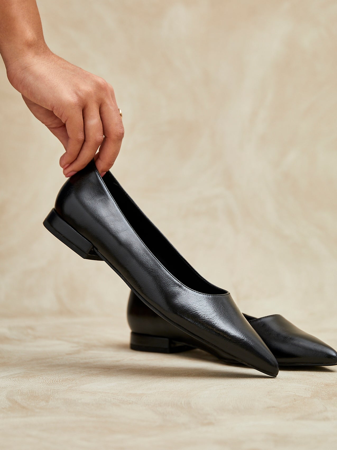 Compete Wide Fit Black Faux Leather Pumps