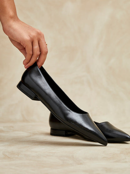 Compete Wide Fit Black Faux Leather Pumps
