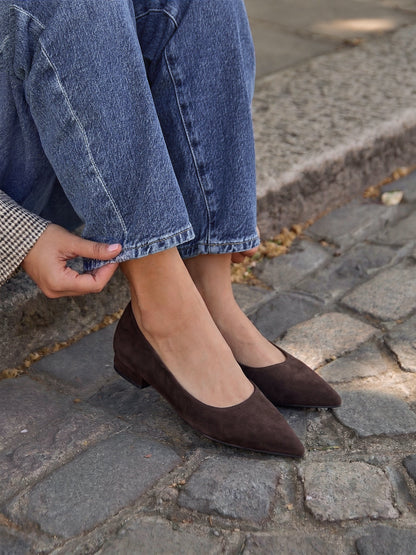 Compete Wide Fit Brown Faux Suede Pumps