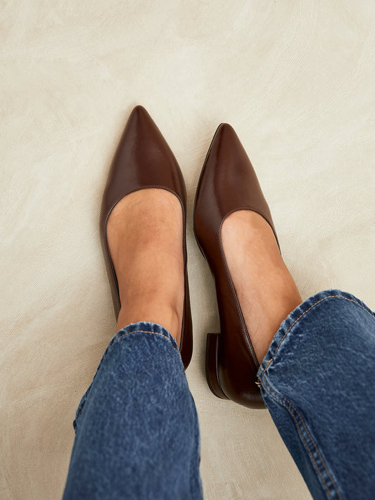 Compete Wide Fit Brown Faux Leather Pumps