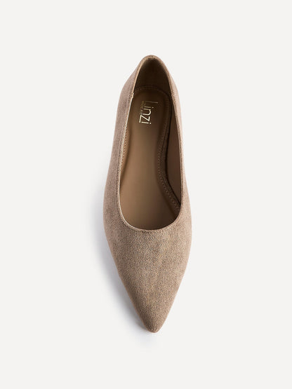 Compete Wide Fit Taupe Faux Suede Pumps