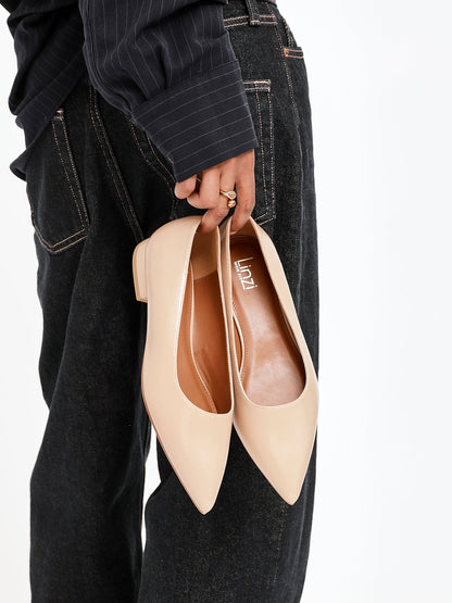 Compete Wide Fit Nude Faux Leather Pumps