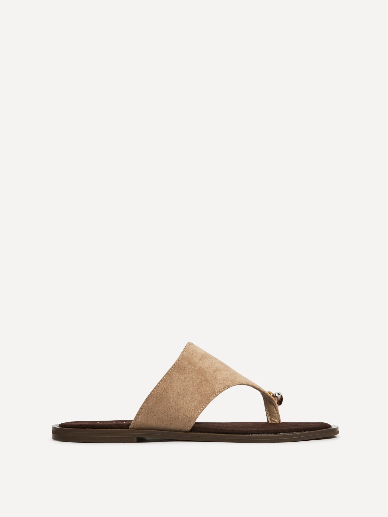 Contain Beige Toe Ring Flat Sandals