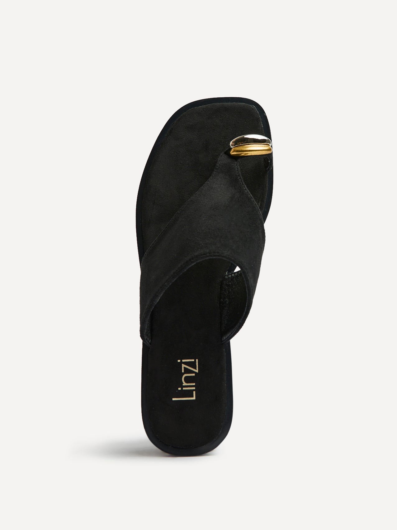 Contain Black Toe Ring Flat Sandals