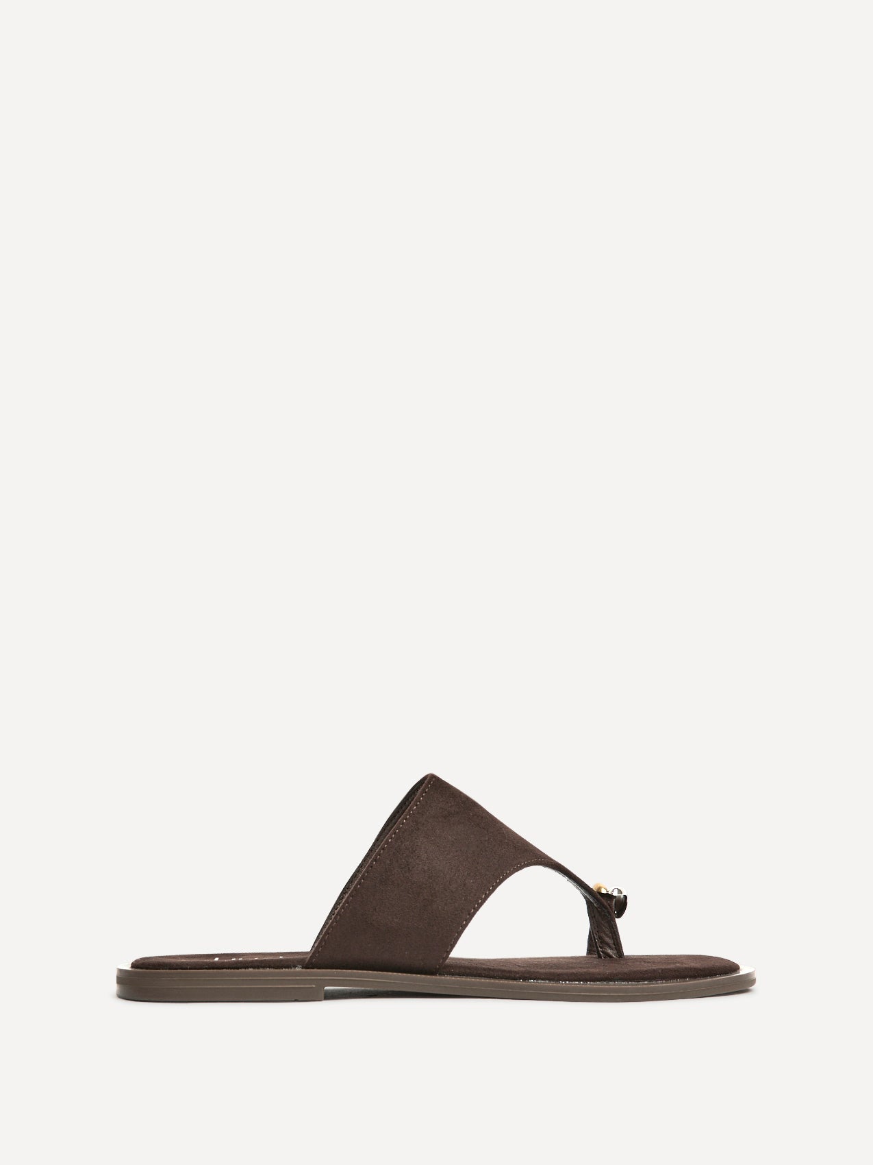 Contain Brown Toe Ring Flat Sandals