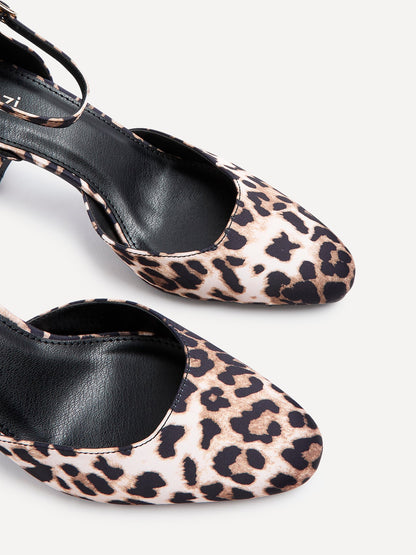 Corinne Leopard Print Scuba Court Heels