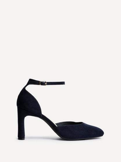 Corinne Navy Faux Suede Court Heels