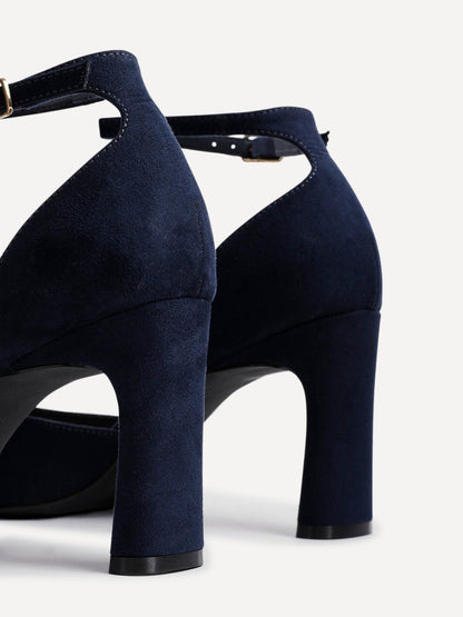 Corinne Navy Faux Suede Court Heels