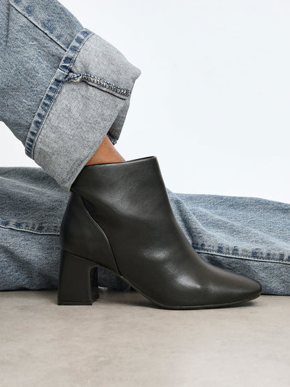 Cove Black Heeled Ankle Boots