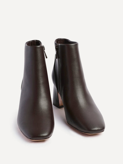 Cove Brown Faux Leather Ankle Boots