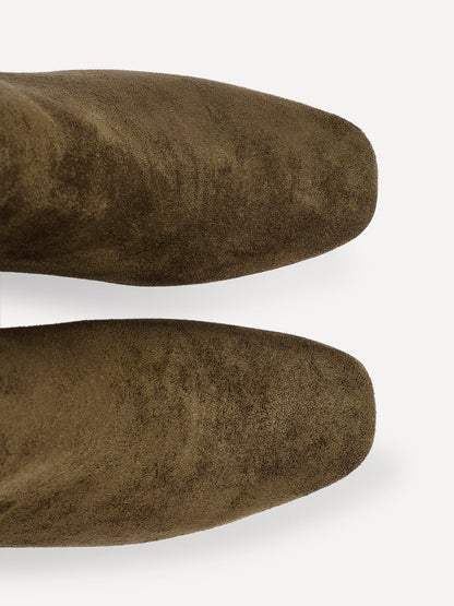 Cove Khaki Faux Suede Ankle Boots