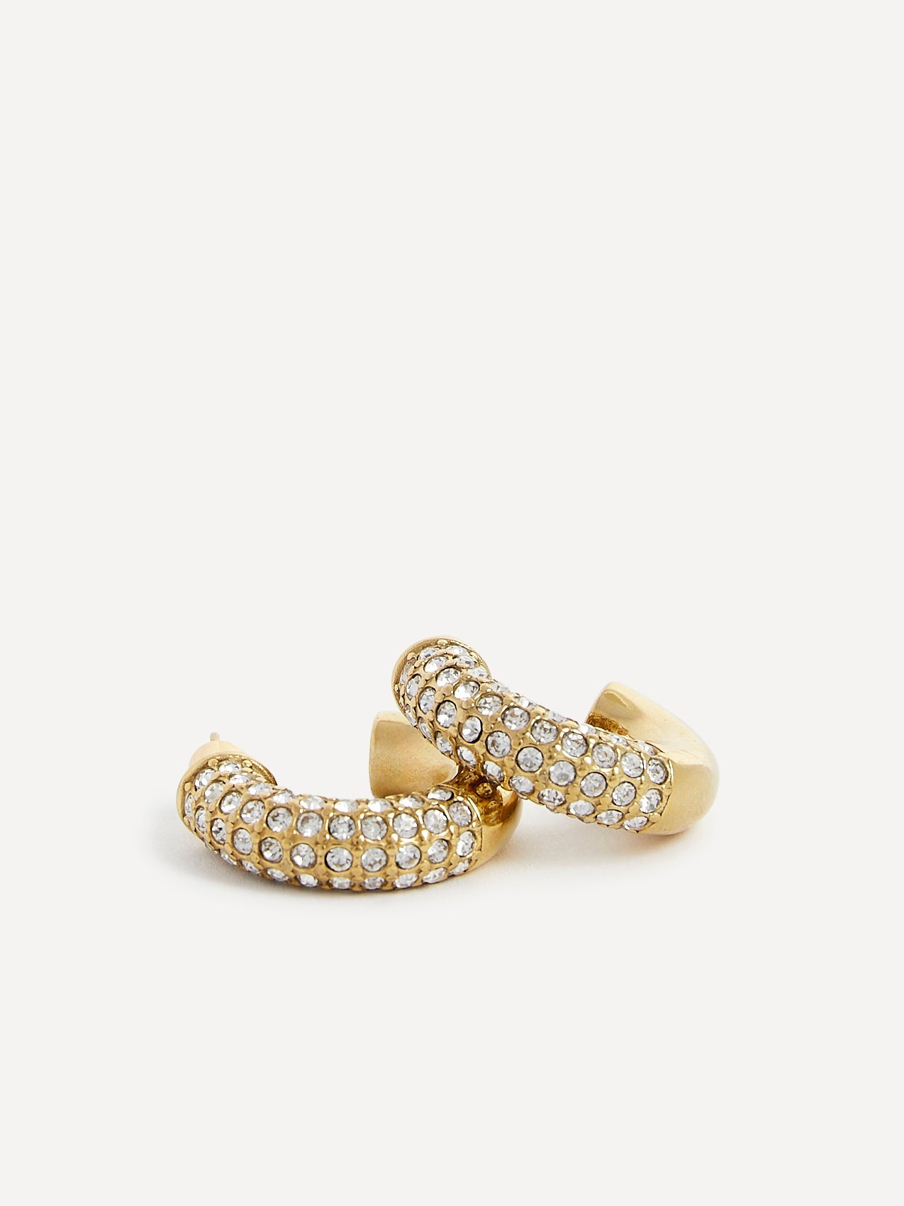 Crystal Gold Half Pavé Hoop Earrings