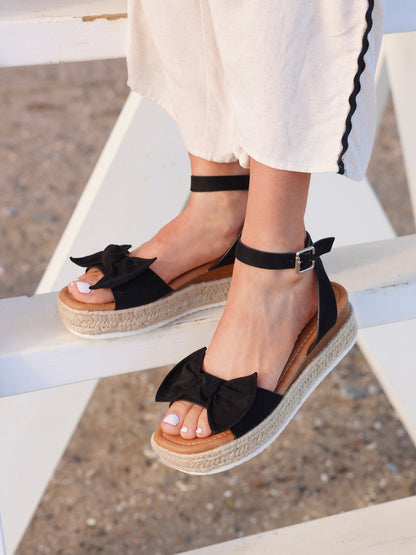 Cupid Black Flatform Espadrille Sandals