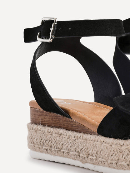 Cupid Black Flatform Espadrille Sandals