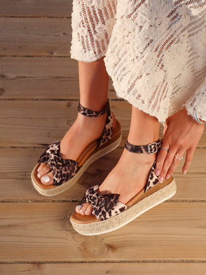 Cupid Leopard Print Flatform Espadrille Sandals