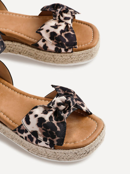 Cupid Leopard Print Flatform Espadrille Sandals