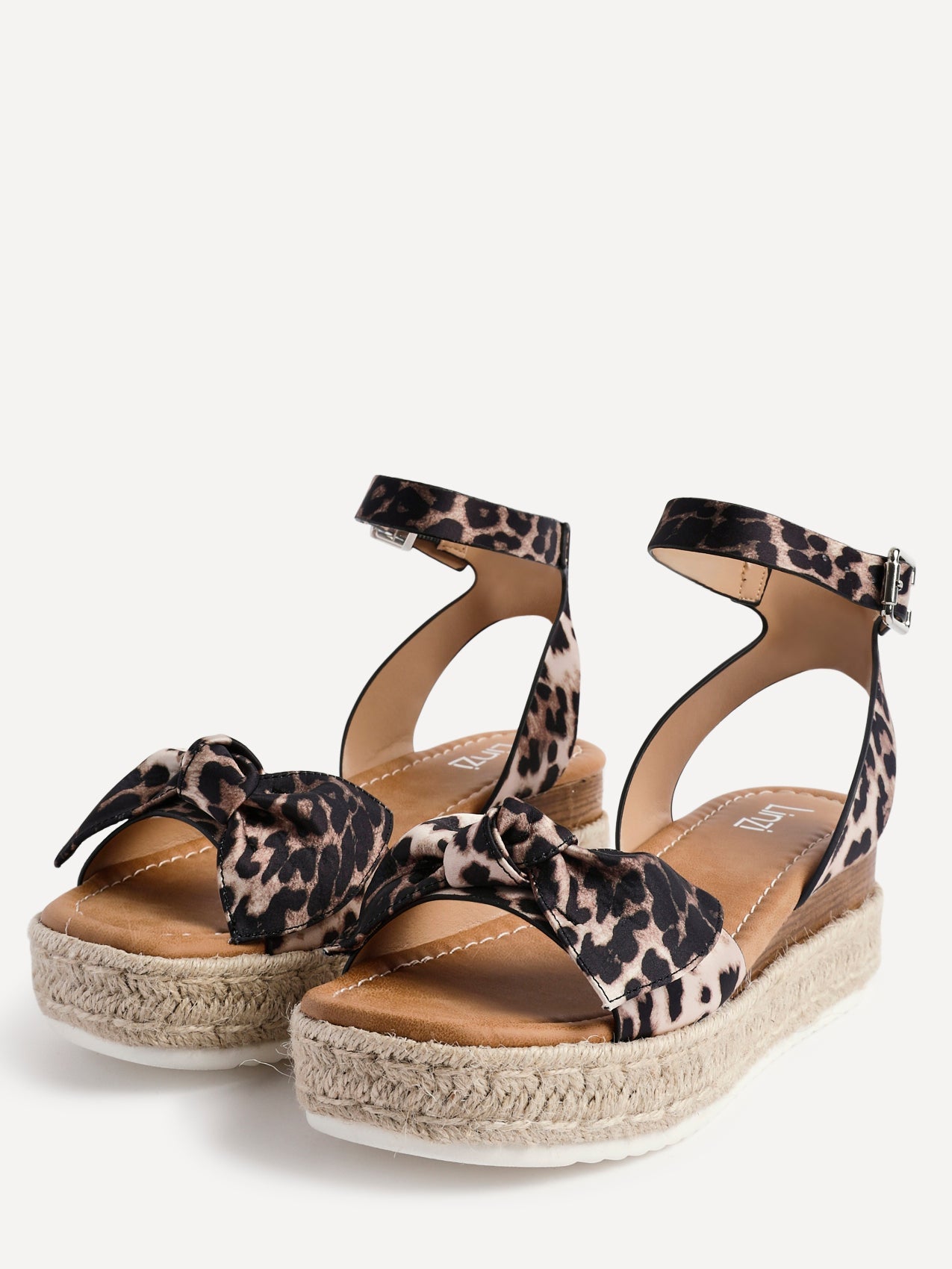 Cupid Leopard Print Flatform Espadrille Sandals