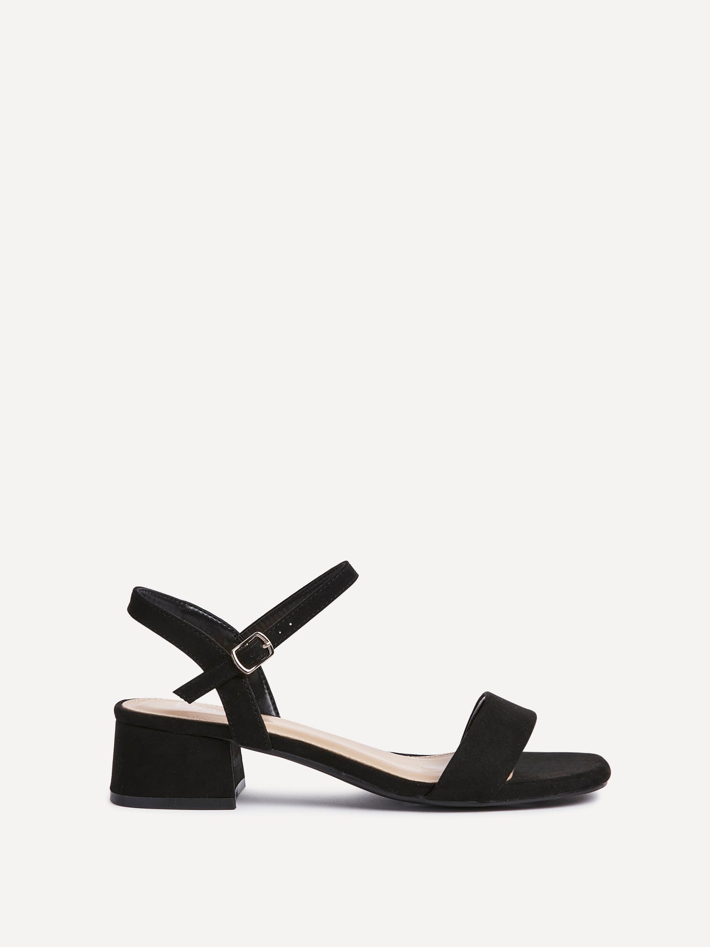 Carlie Wide Fit Black Faux Suede Low Heels