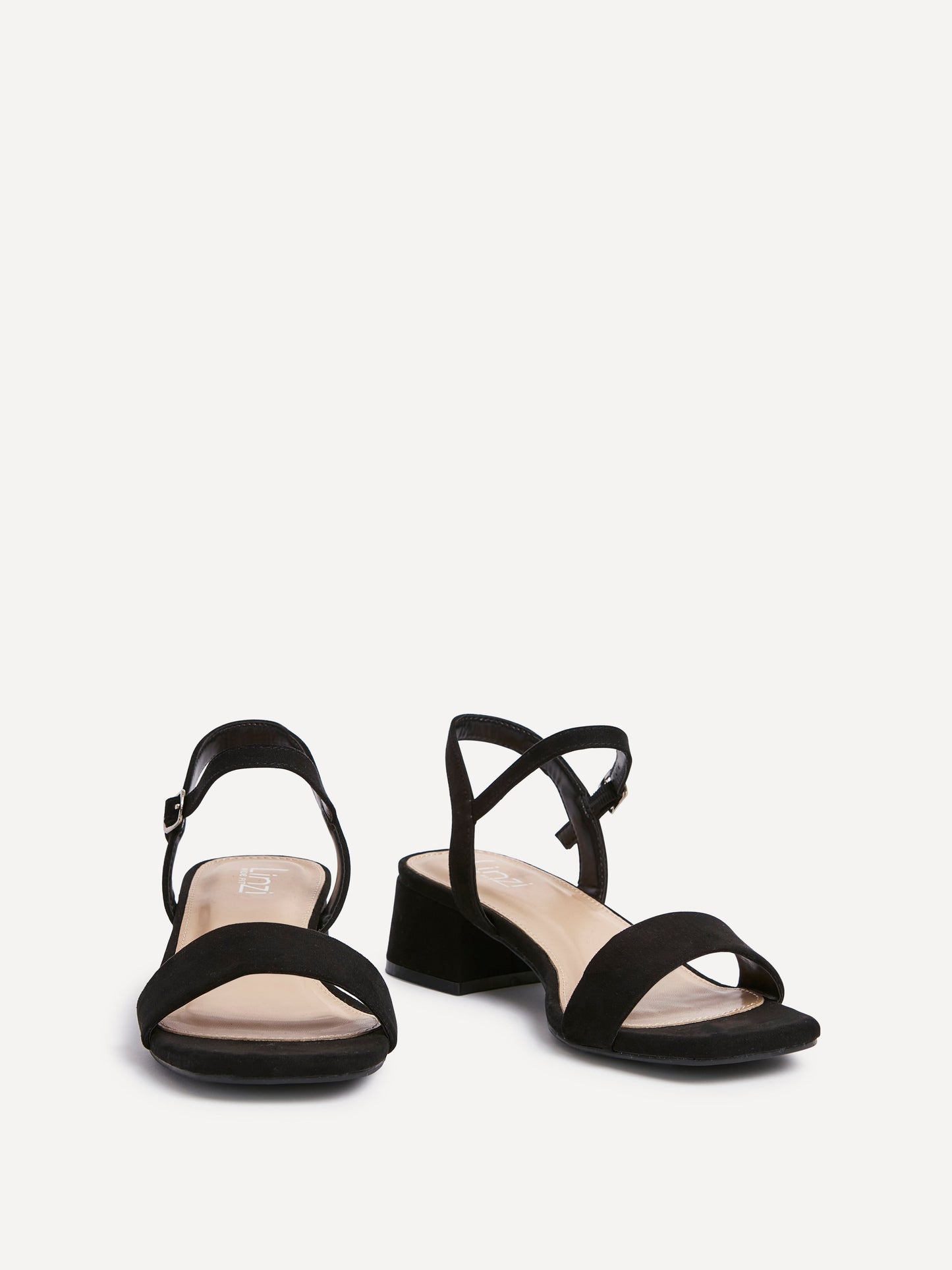 Carlie Wide Fit Black Faux Suede Low Heels