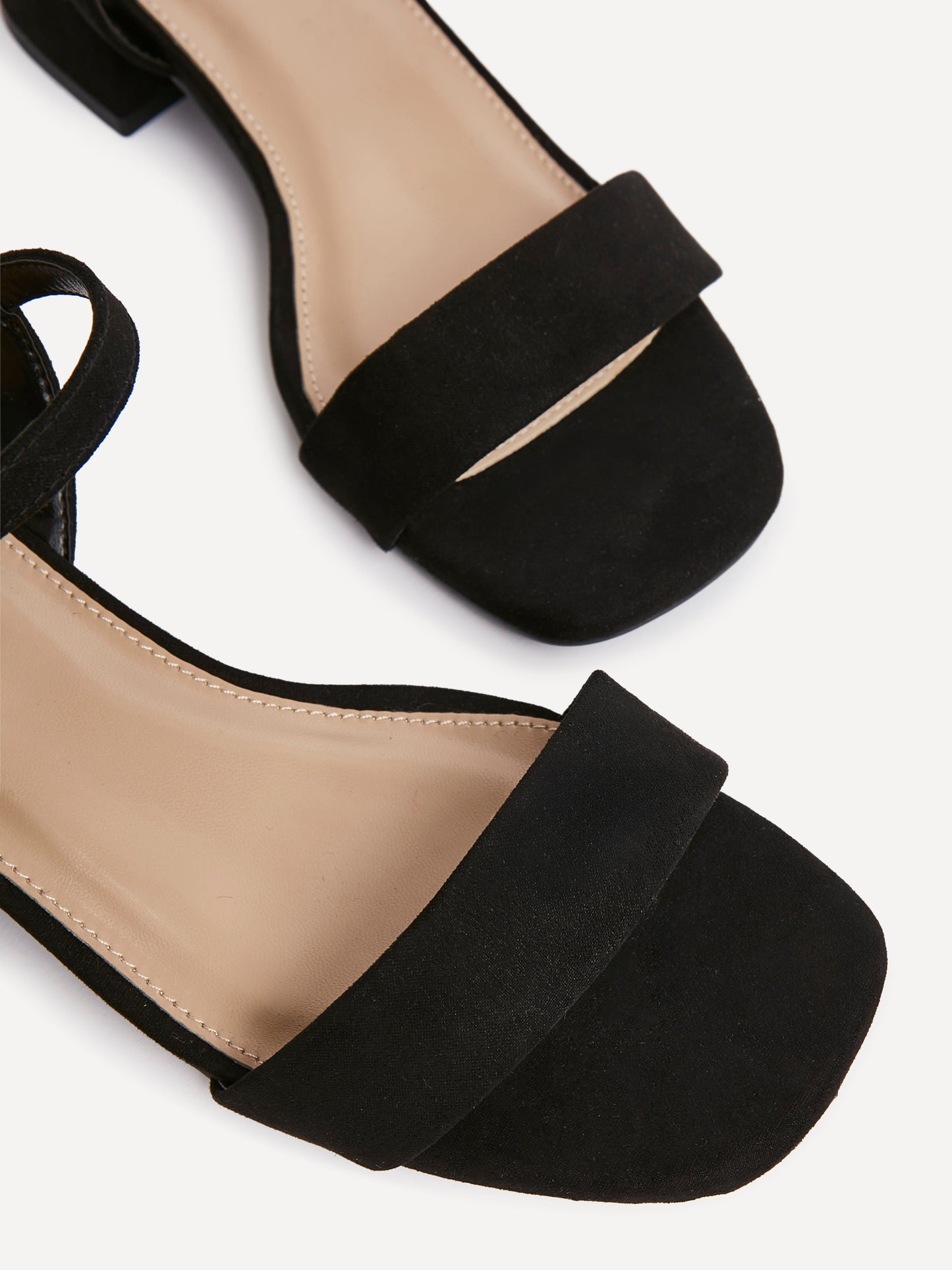 Carlie Wide Fit Black Faux Suede Low Heels
