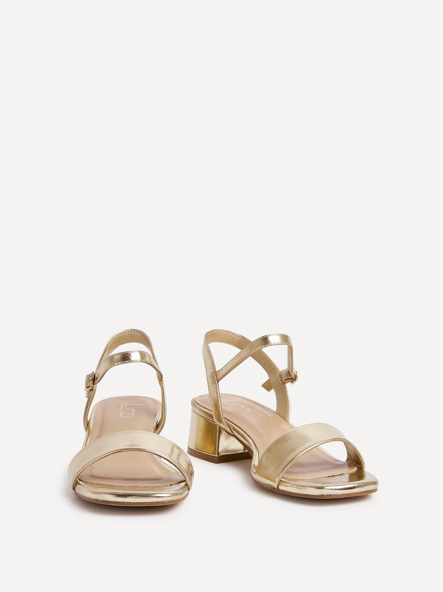 Carlie Wide Fit Gold Faux Leather Low Heels