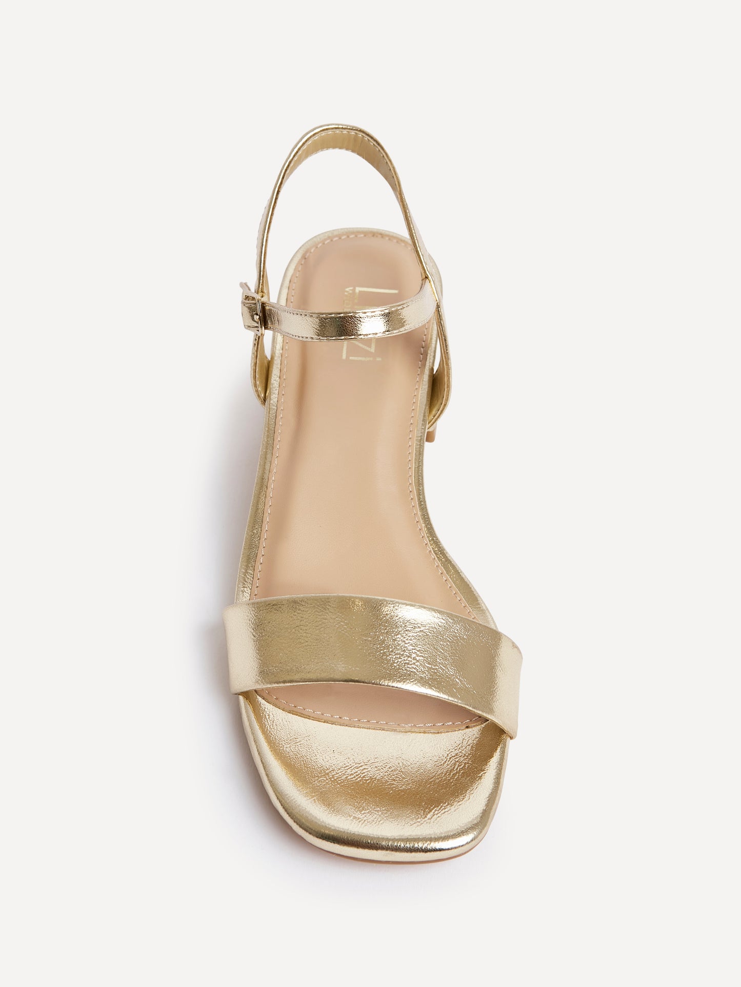 Carlie Wide Fit Gold Faux Leather Low Heels
