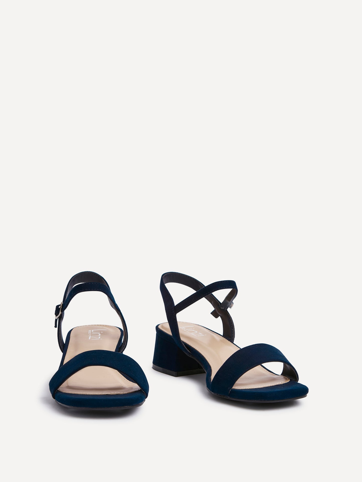 Carlie Wide Fit Navy Faux Suede Low Heels