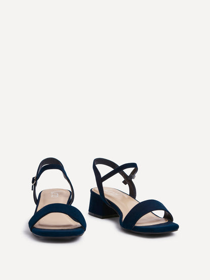 Carlie Wide Fit Navy Faux Suede Low Heels