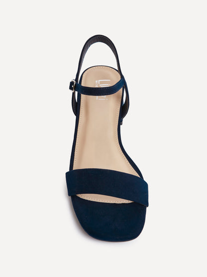 Carlie Wide Fit Navy Faux Suede Low Heels