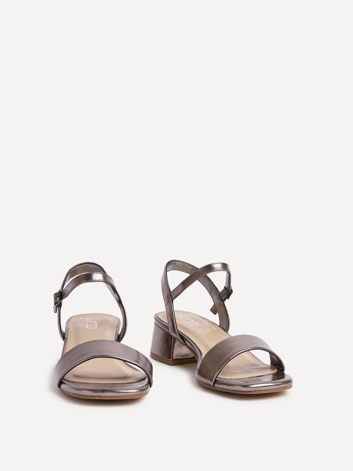 Carlie Wide Fit Pewter Faux Leather Low Heels