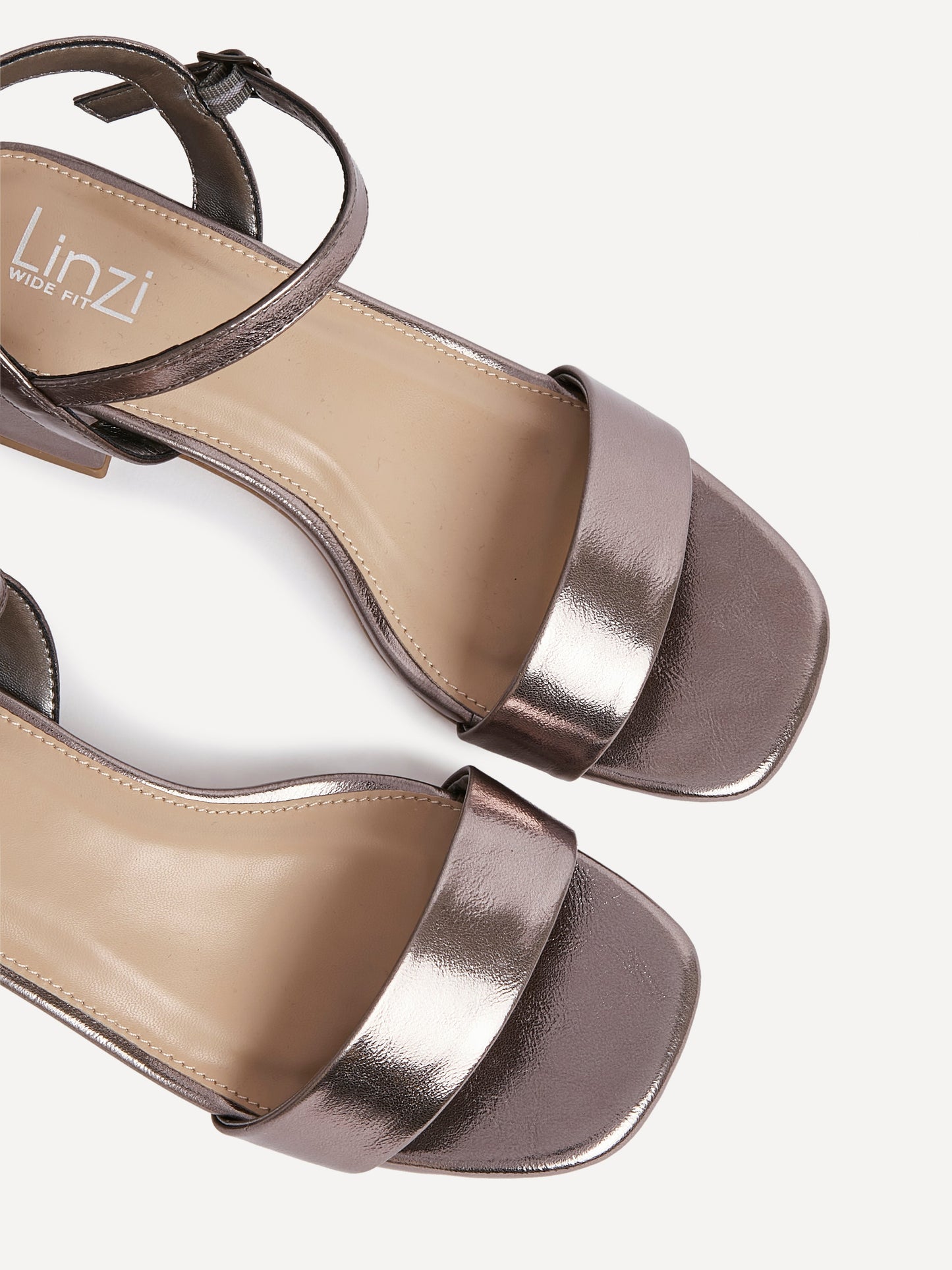 Carlie Wide Fit Pewter Faux Leather Low Heels