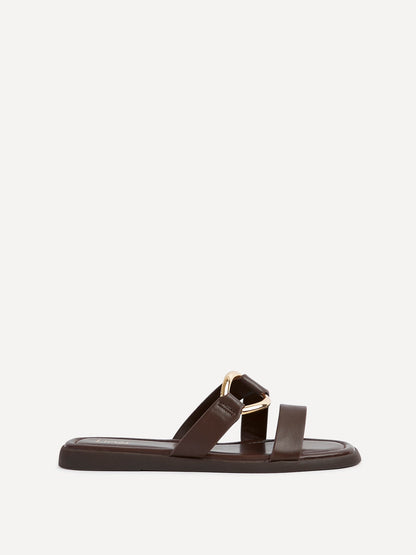 Cassandra Brown Double Strap Sandals