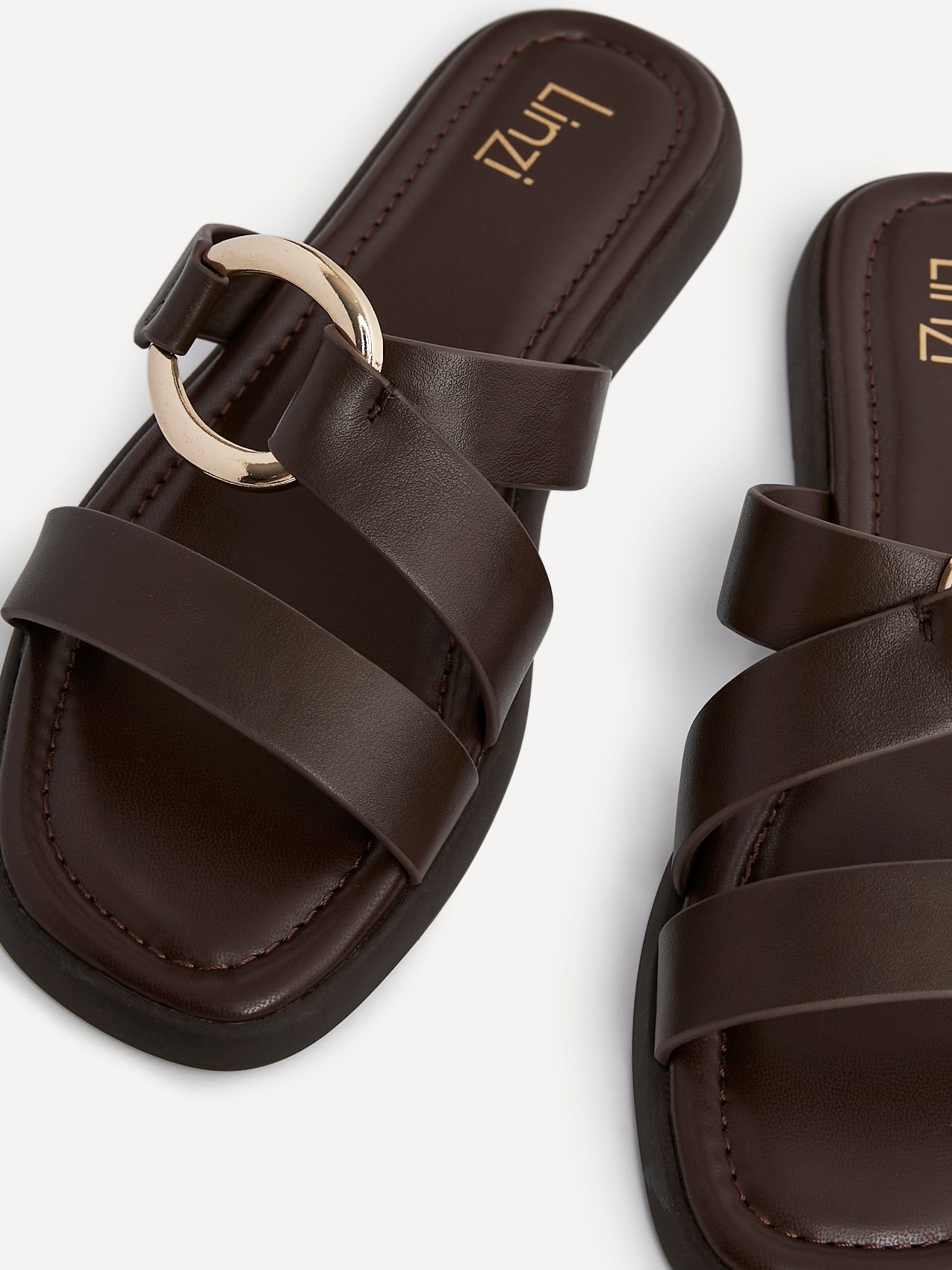 Cassandra Brown Double Strap Sandals