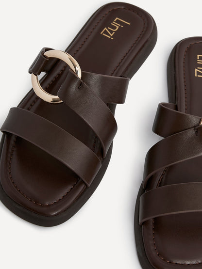 Cassandra Brown Double Strap Sandals